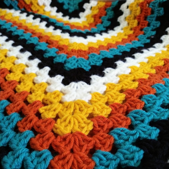 Native Dance Fire Side Granny Square Throw Blanket hand crochet by Tribal Bae - Picture 2 of 7